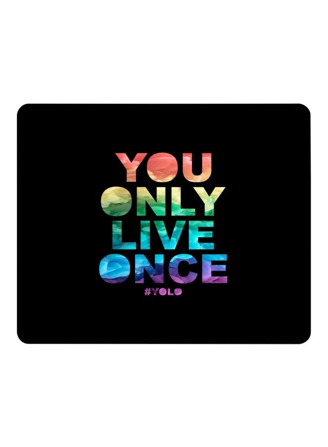 Stylizedd You Only Live Once Printed Gaming Mousepad Black/Blue/Red - Image 1