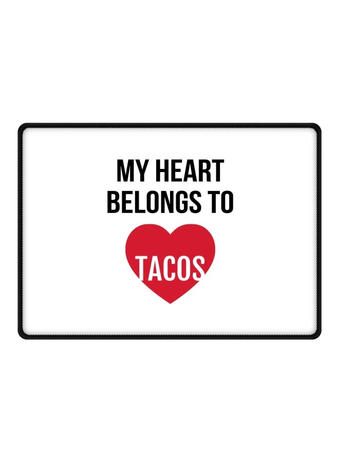 Stylizedd My Heart Belongs To Tacos Printed Gaming Mousepad White/Black/Red - Image 1