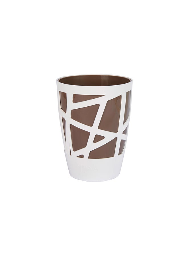 أيدل وعاء نباتات بتصميم فسيفسائي منحني البني/الأبيض 13x13x17.5سم - Image 1