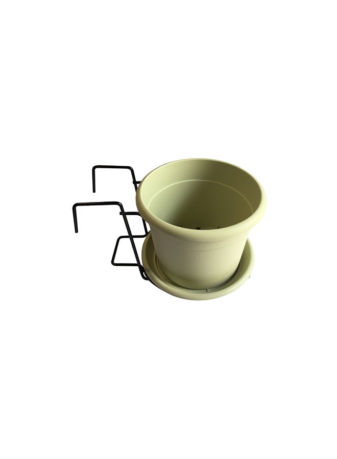 IDEL Etrusco Plant Pot With Hanging Frame Pistachio Green/Black 20x18x15cm - Image 1