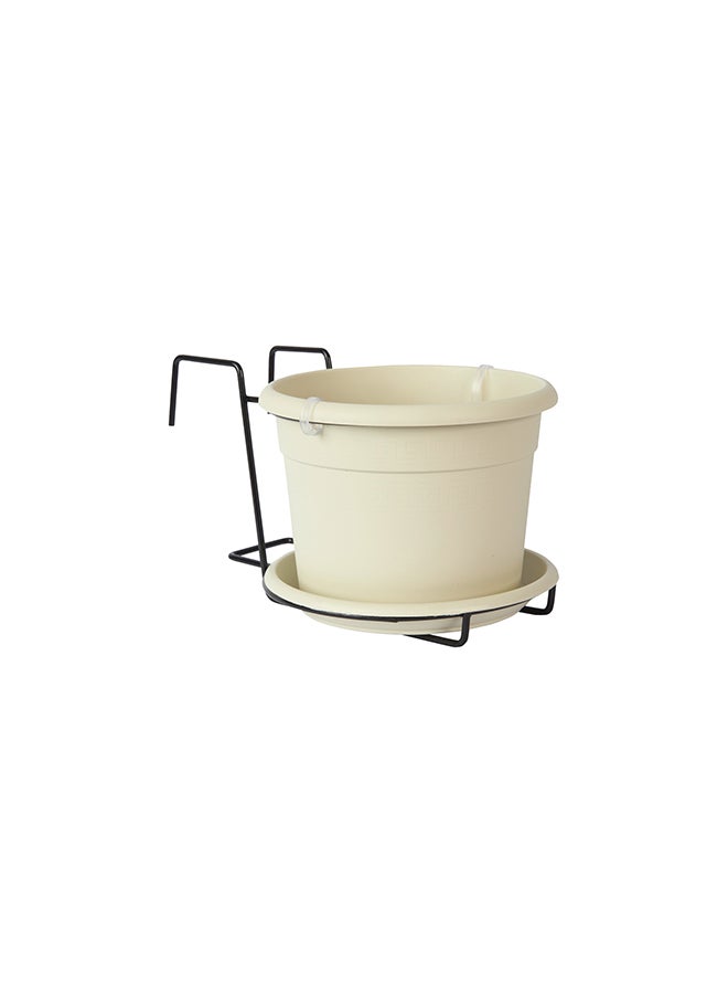 IDEL Etrusco Plant Pot With Hanging Frame Off White/Black 20x18x15cm - Image 1