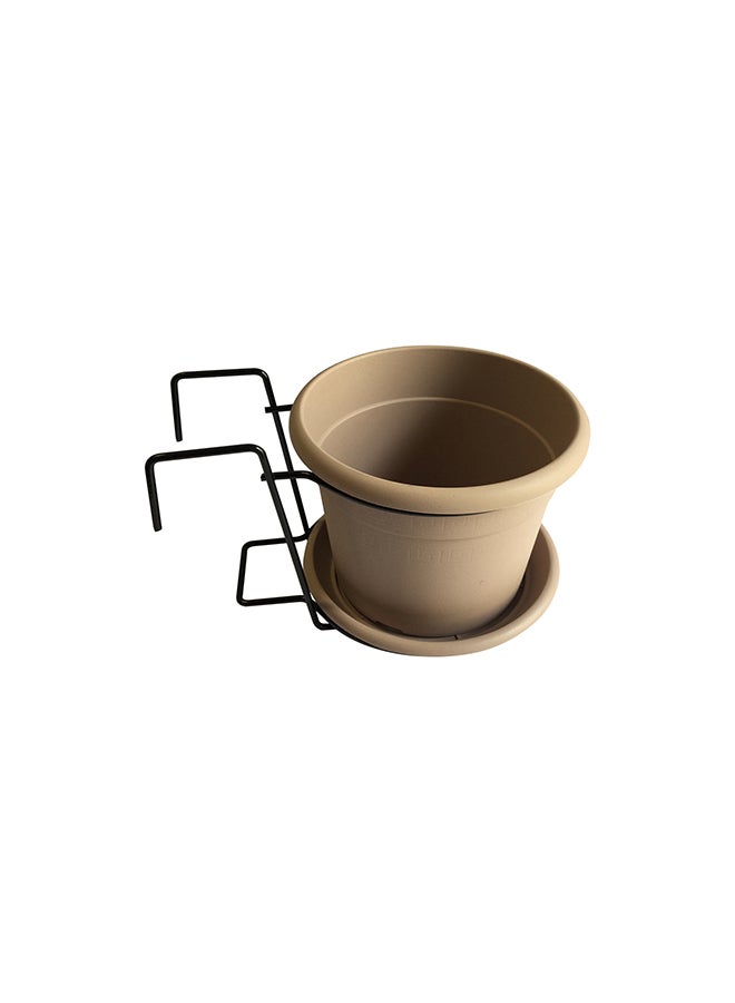 IDEL Etrusco Plant Pot With Hanging Frame Beige/Black 20x18x15cm - Image 1