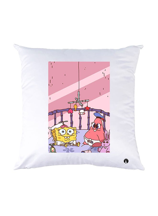 بي بي وسادة نوم مزينة بطبعات أبيض 30x30سم