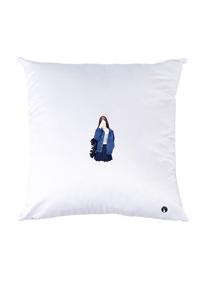 بي بي وسادة نوم مزينة بطبعات أبيض 30x30سم