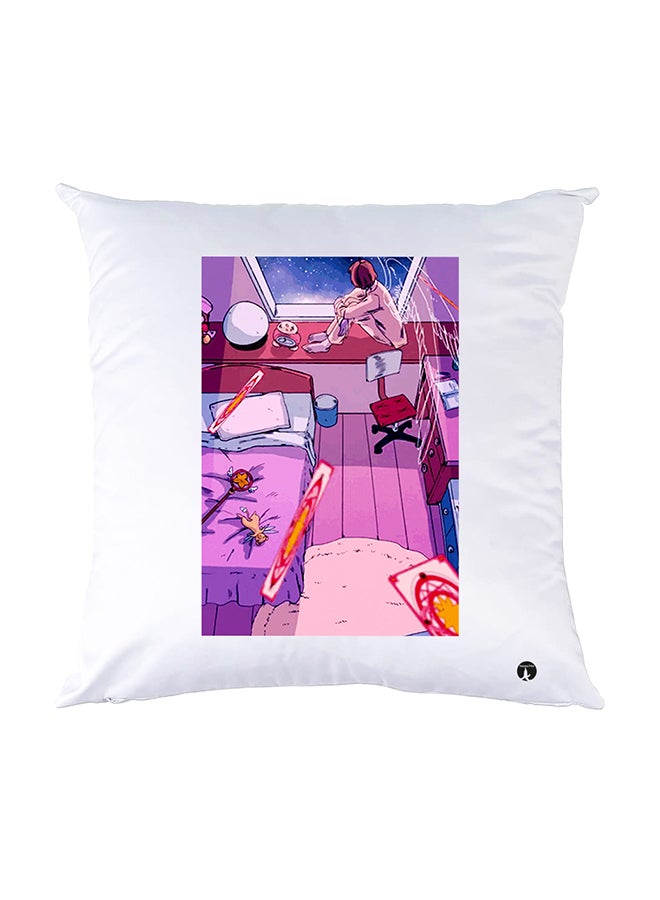 BP Printed Pillow White 30x30cm