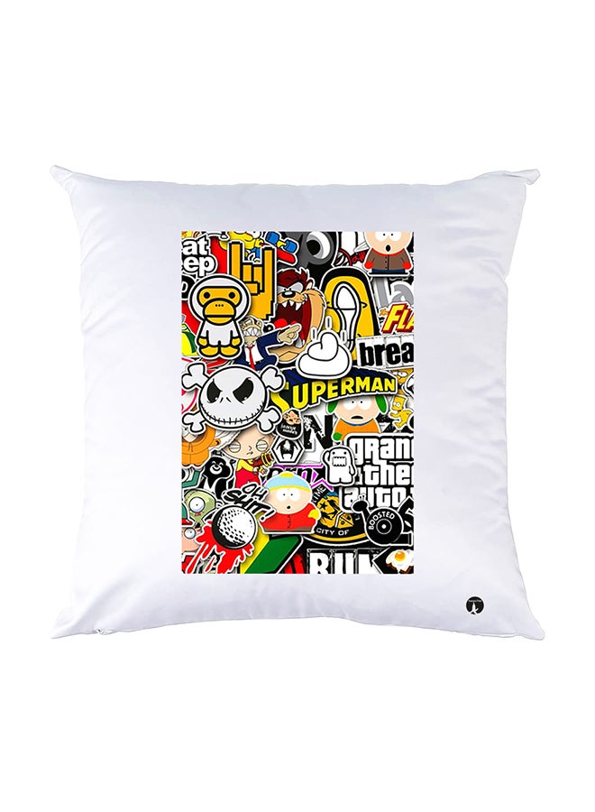 BP Printed Pillow White 30x30cm