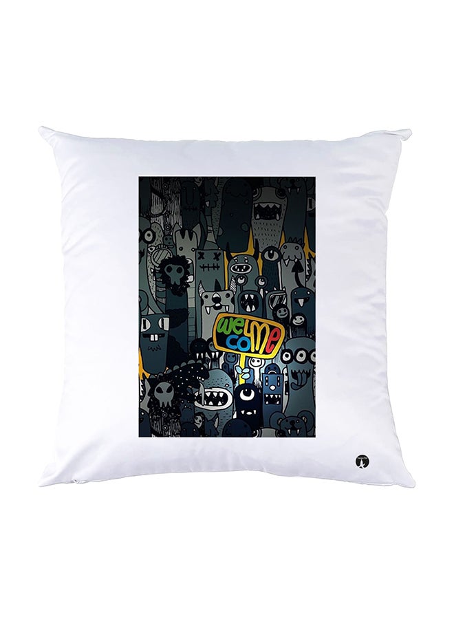 BP Printed Pillow White 30x30cm