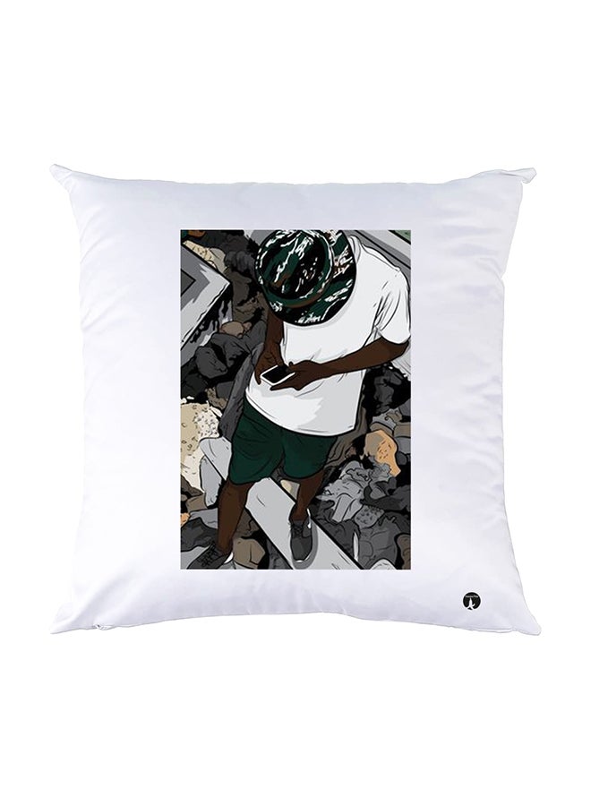 BP Printed Pillow White 30x30cm