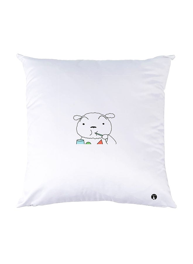 وسادة نوم مزينة بطبعات أبيض 30x30سم