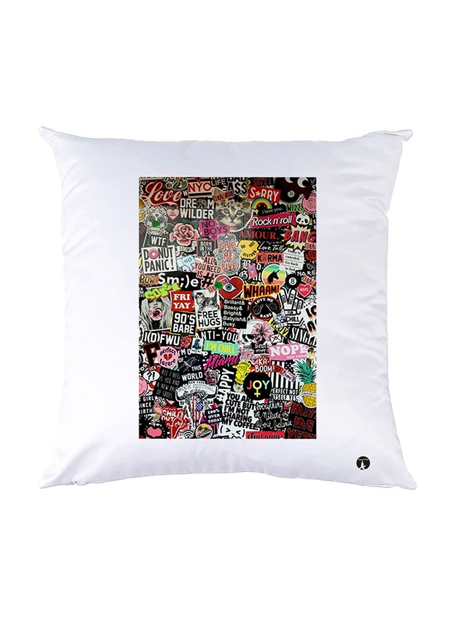 BP Printed Pillow White 30x30cm