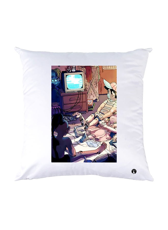 BP Printed Pillow White 30x30cm