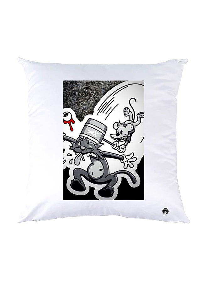 بي بي وسادة نوم مزينة بطبعات أبيض 30x30سم