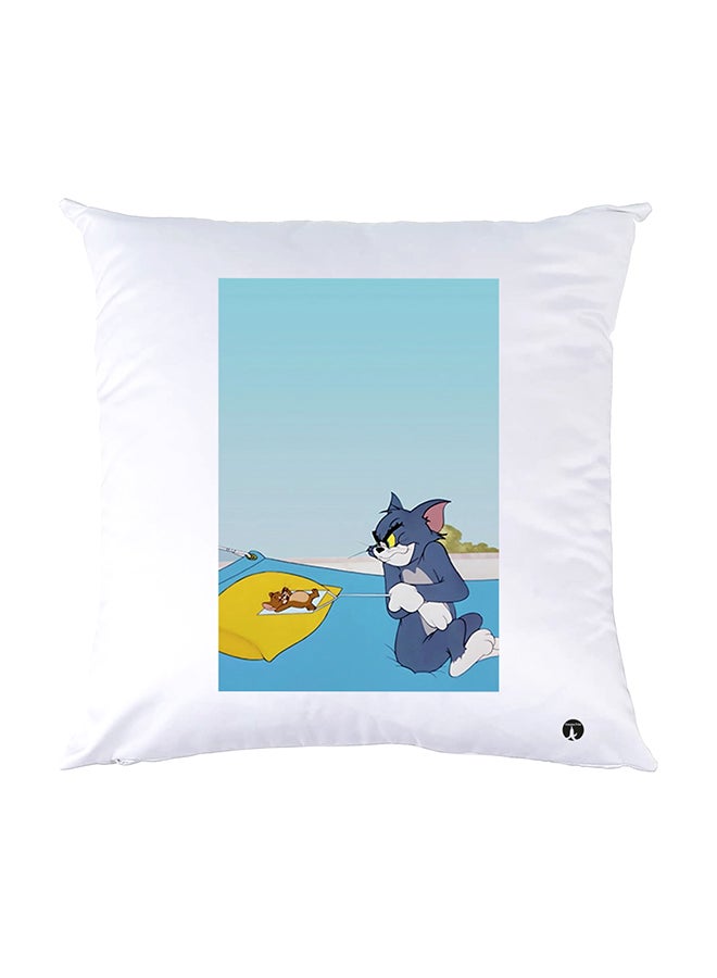 بي بي وسادة نوم مزينة بطبعات أبيض 30x30سم