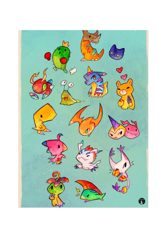 بي بي ملصق جداري مطبوع متعدد الألوان 20سم