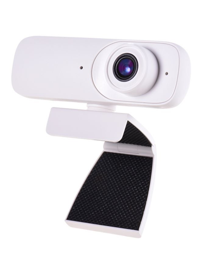 HD USB Webcam With Microphone Support And Touch-Switch Auto Focus White