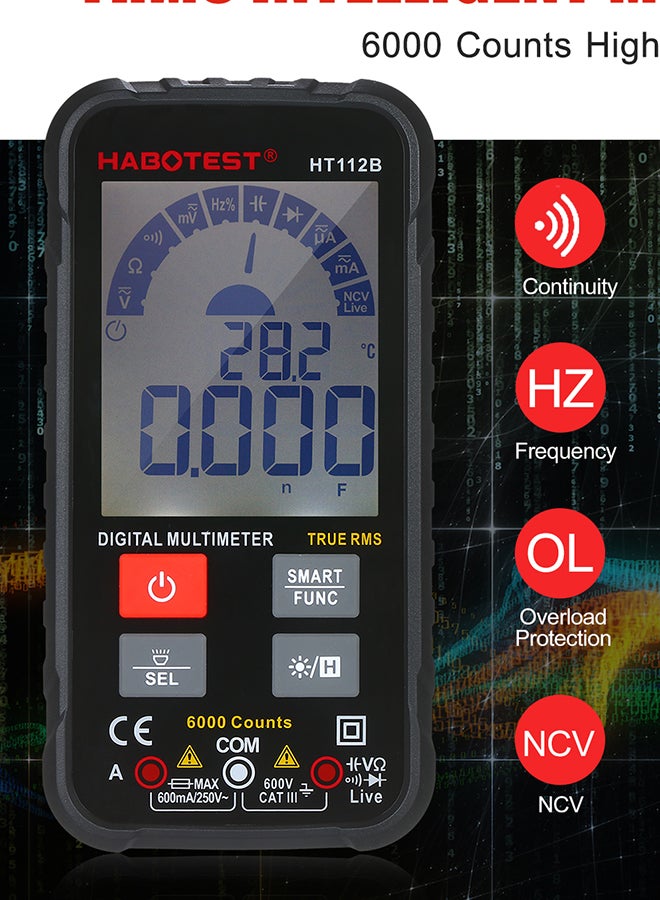 3-Piece Test Leads and 6000 Counts True Digital Tester Set Multicolour 17 X 5.2 X  9.5cm - v1600495952/N40202583A_5