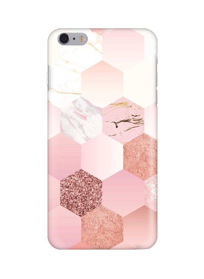 Stylizedd Snap Classic Series Marble Honeycomb Printed Protective Case Cover For Apple iPhone 6S Plus/6 Plus Pink/White - Image 1