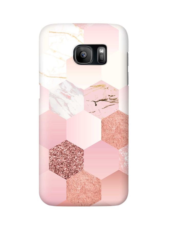 Stylizedd Snap Classic Series Honeycomb Marble Printed Case Cover For Samsung Galaxy S7 Pink/White/Gold - Image 1