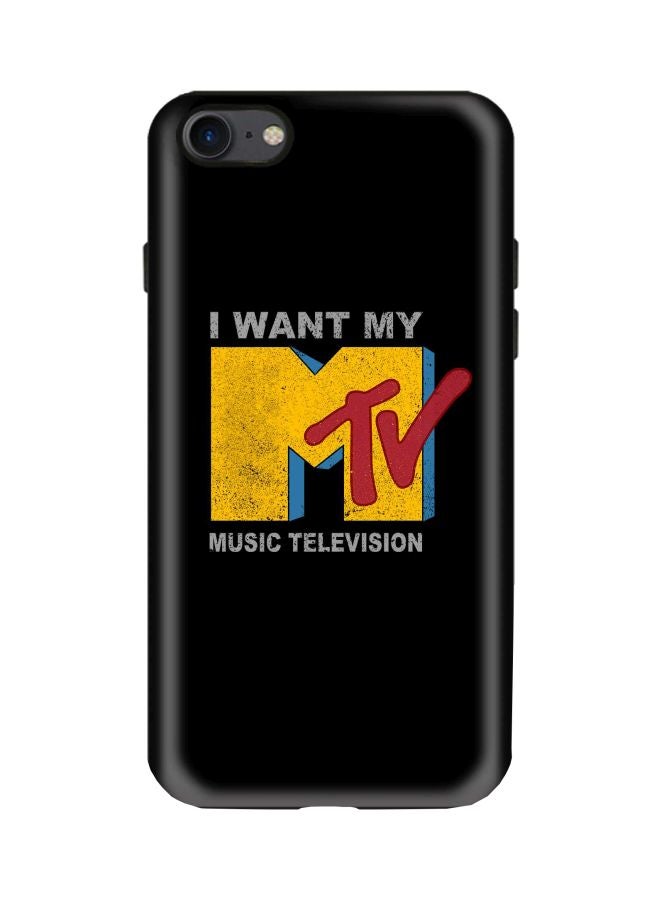 ستايلايزد غطاء حماية من سلسلة تاف برو مطبوع عليه عبارة "I Want My Mtv" لهاتف أبل آيفون 8 أسود/ أصفر/ أحمر - Image 1