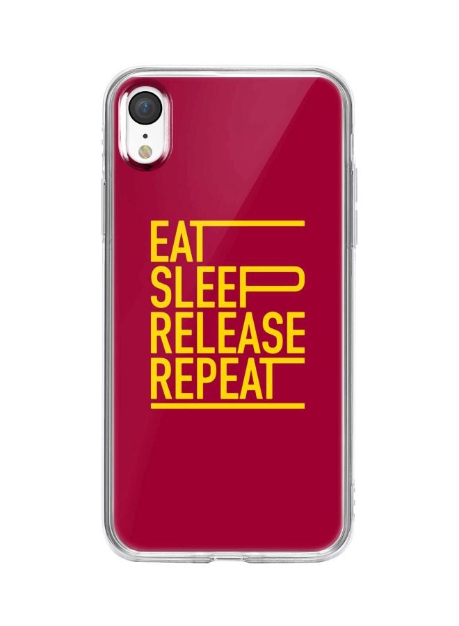 ستايلايزد غطاء حماية خلفي من سلسلة كلاسيك بطبعة عبارة "Eat Sleep Release Repeat" لهاتف أبل آيفون XR أرجواني / أصفر - Image 1