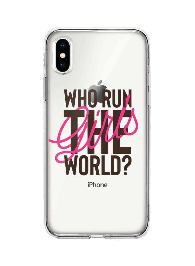 Stylizedd Classic Clear Series Who Run The World Printed Case Cover For Apple iPhone XS Max Clear/Black/Pink - Image 1