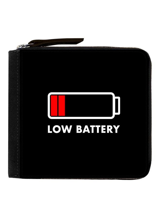 ستايلايزد محفظة بطبعة بطارية منخفضة أسود / أبيض / أحمر - Image 1