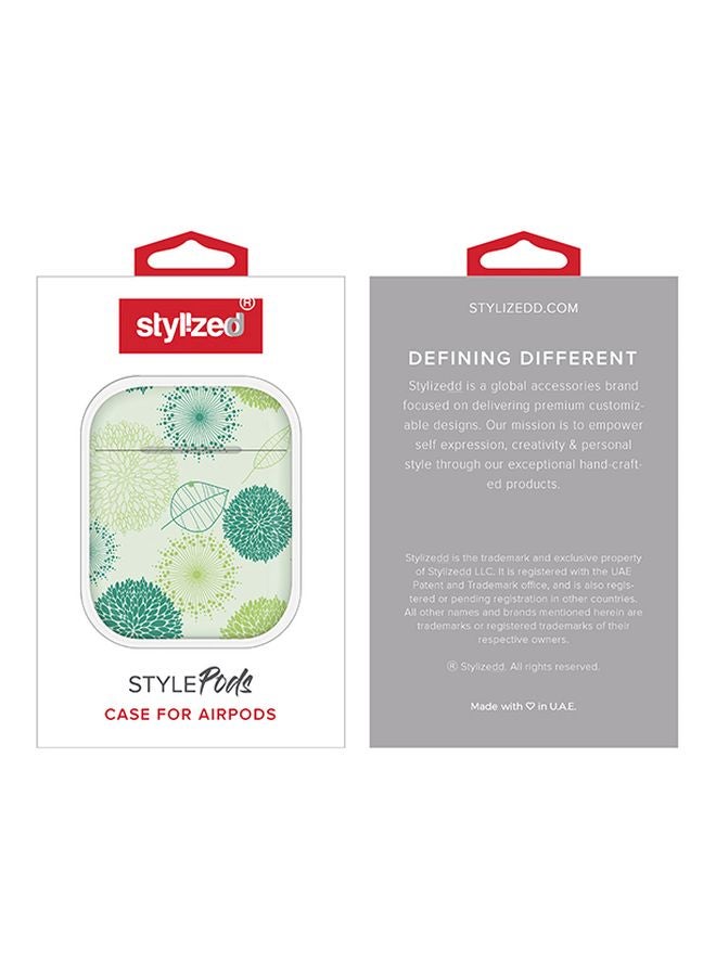 Stylizedd Printed Protective Cover For Apple AirPods 2/1 Green/White - Image 4