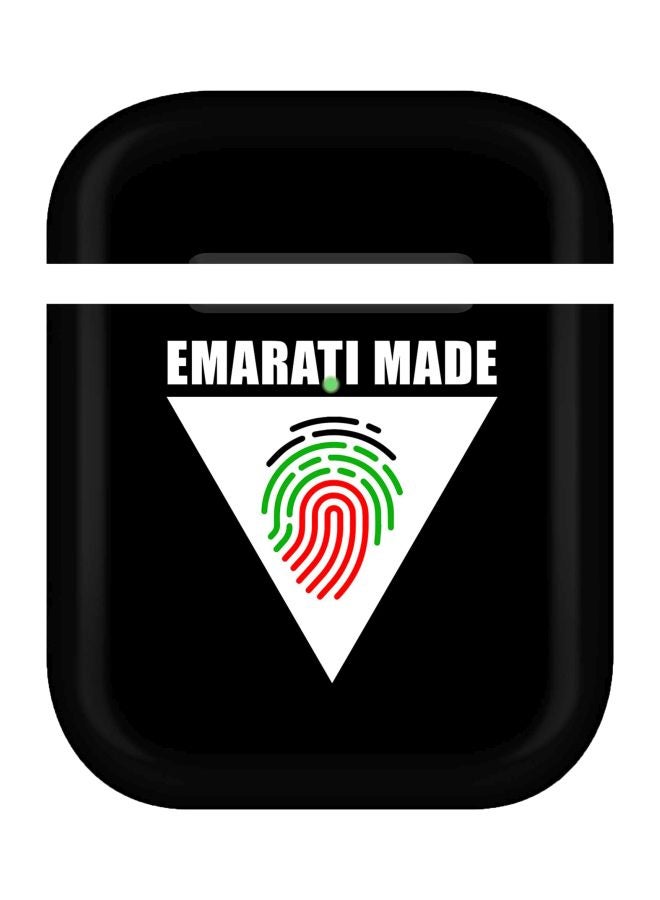 ستايلايزد غطاء حماية واقٍ بطبعة عبارة "Emarati Made" ومثلث لسماعات أبل آيربودز 1/2 أسود / أبيض / أحمر - Image 1