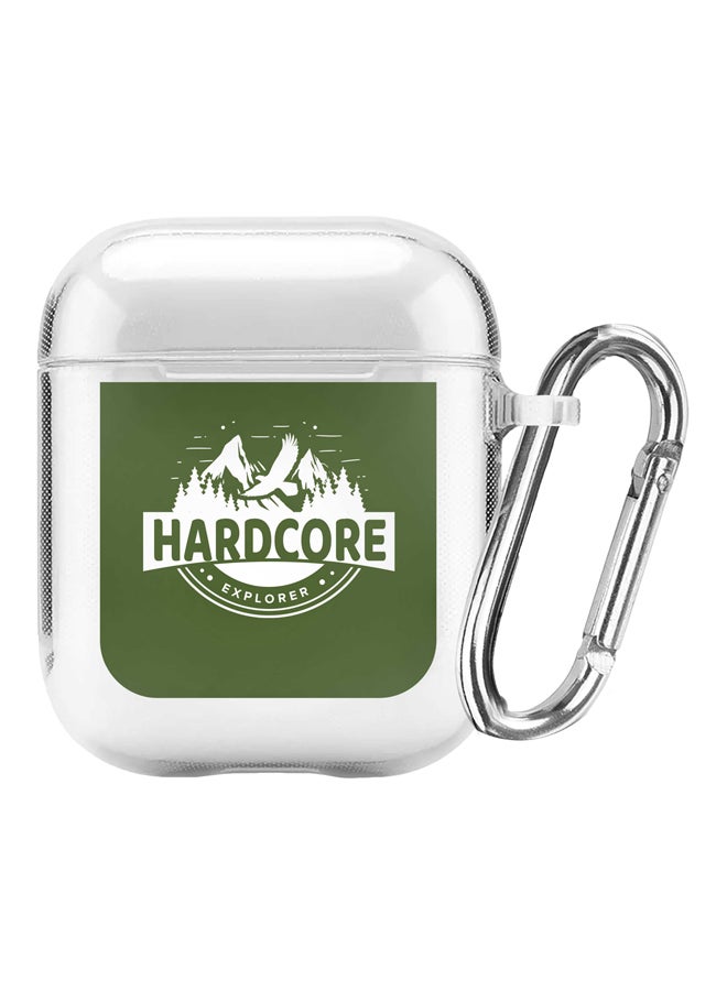 Stylizedd Classic Clear Hardcore Explorer Printed Case For Apple AirPods 1/2 White/Olive Green - Image 1