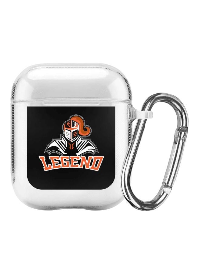 ستايلايزد غطاء حماية من سلسلة كلاسيك بطبعة فارس وكلمة "Legend" لسماعات أبل آيربودز 2/1 أبيض/أسود/برتقالي - Image 1