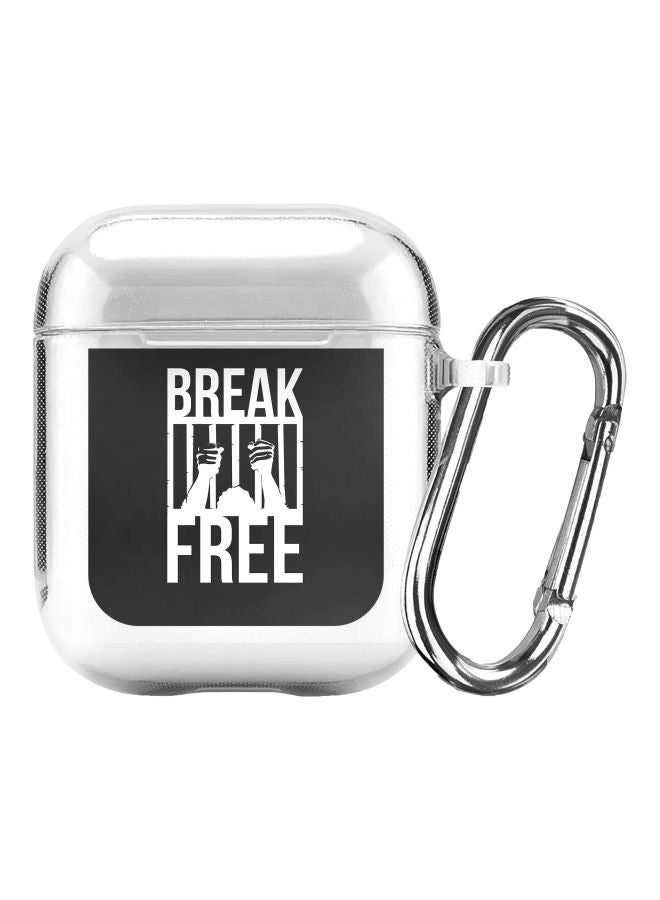 ستايلايزد غطاء حماية واقٍ من سلسلة كلاسيك مطبوع عليه عبارة "Break Free" لسماعات أبل آيربودز 1/ 2 أبيض/ شفاف/ أسود - Image 1