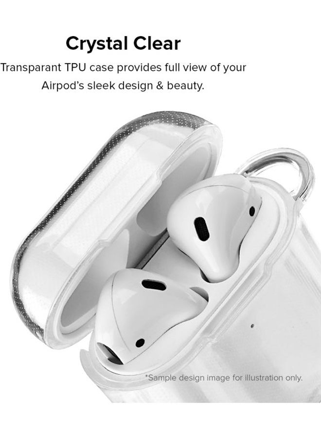 Stylizedd - Classic Clear Series Loose Goose Printed Protective Case For Apple Air Pods 1/2 White/Blue - Image 1