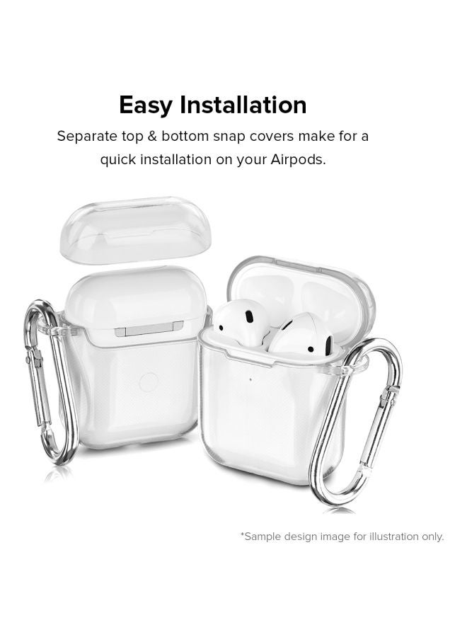 Stylizedd - Classic Clear Series Loose Goose Printed Protective Case For Apple Air Pods 1/2 White/Blue - Image 1