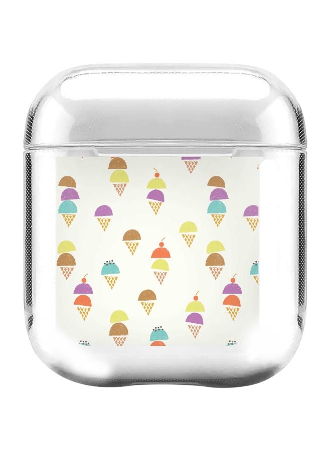 ستايلايزد غطاء حماية بطبعة مثلجات لسماعة أبل آيربودز 2/1 بني/أصفر/أبيض - Image 1