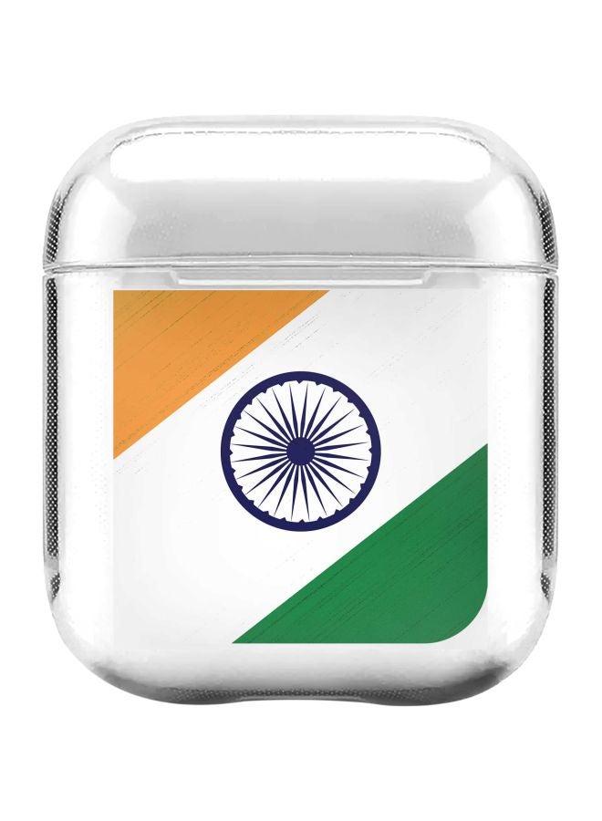 ستايلايزد حافظة واقية من سلسلة كلاسيك مزينة بطبعة العلم الهندي لسماعات أبل آيربودز 2/1 أبيض / برتقالي / أخضر - Image 1
