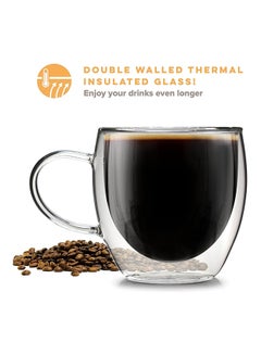 Lushh Set of 4 Double Wall Glass With Handle Clear 250ml  - Image 2