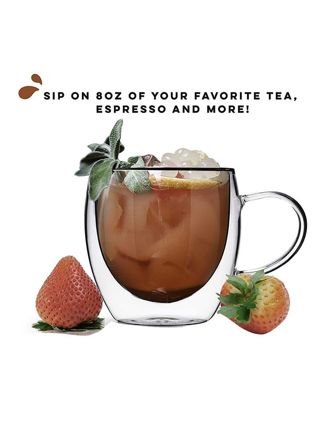 Lushh Set of 2  Cofee Mugs With Handle Clear 250ml - Image 4