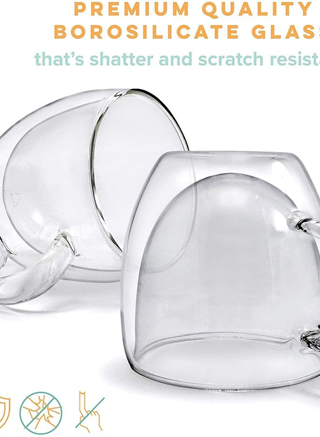 Lushh Set of 2  Cofee Mugs With Handle Clear 250ml - Image 2