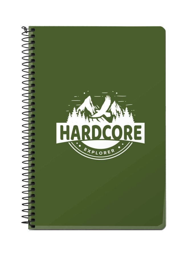 ستايلايزد دفتر ملاحظات بسلك لولبي مقاس A5 مطبوع بتصميم "Hardcore Explorer" أخضر/أبيض