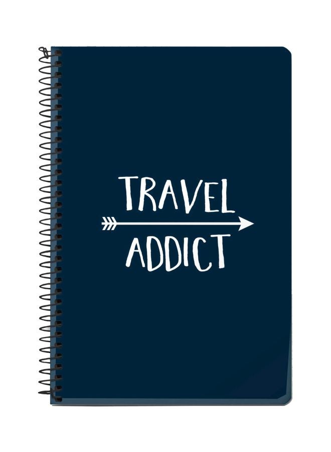 Stylizedd Travel Addict Printed A5 Spiral Notebook Blue/White