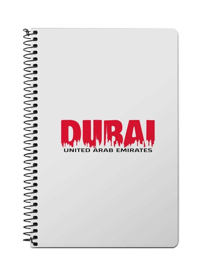 ستايلايزد دفتر ملاحظات بسلك لولبي مقاس A5 مطبوع باسم
"Dubai" أبيض/أحمر/أسود