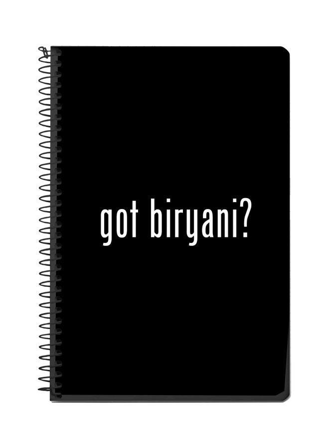 Stylizedd Got Biryani Printed A5 Spiral Notebook Black/White