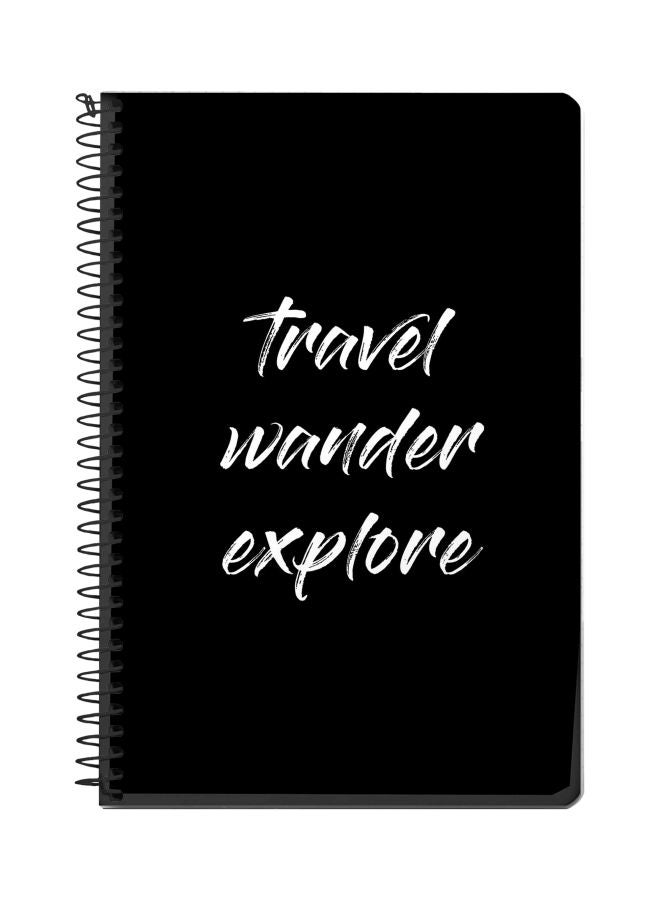 Stylizedd Travel Wander Explore Printed A5 Spiral Notebook Black/White 