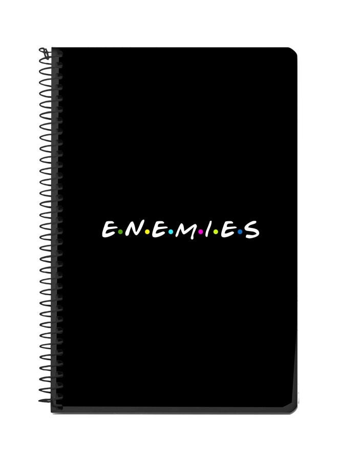 Stylizedd Enemies Printed A5 Spiral Notebook Black/White