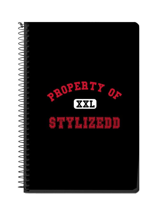 Stylizedd - Property Of XXL Printed A5 Spiral Notebook Black/Red/White - Image 1