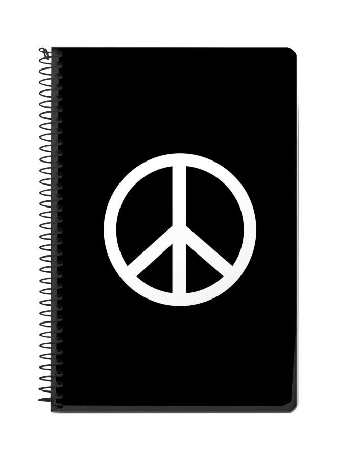 Stylizedd Peace Sign Printed A5 Spiral Bind Notebook Black/White