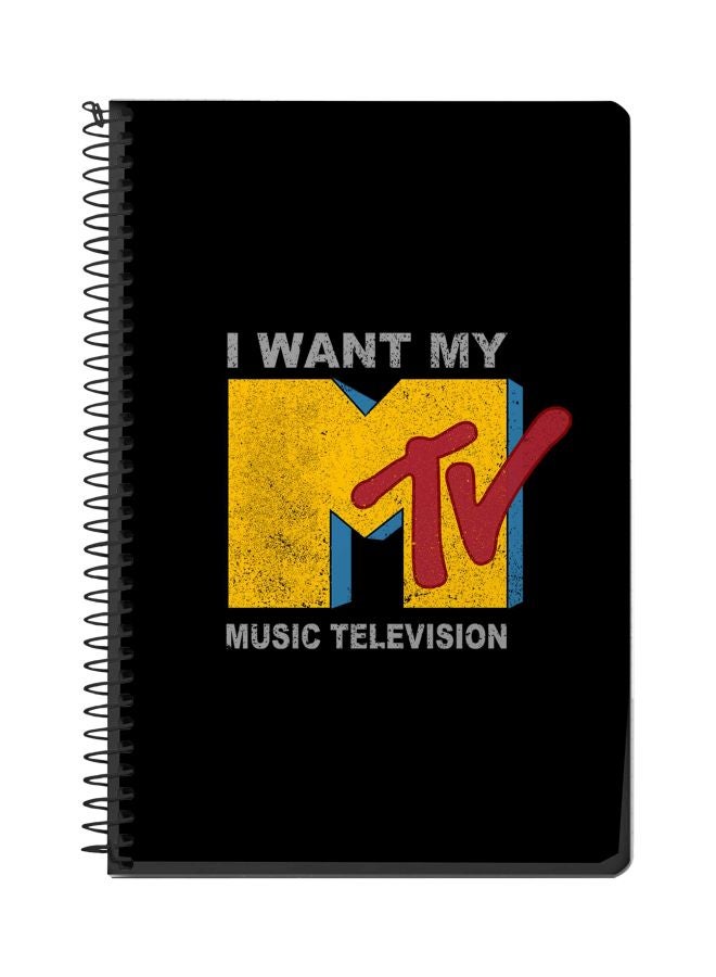 Stylizedd I Want My MTV Printed A5 Spiral Notebook Black/Yellow/White