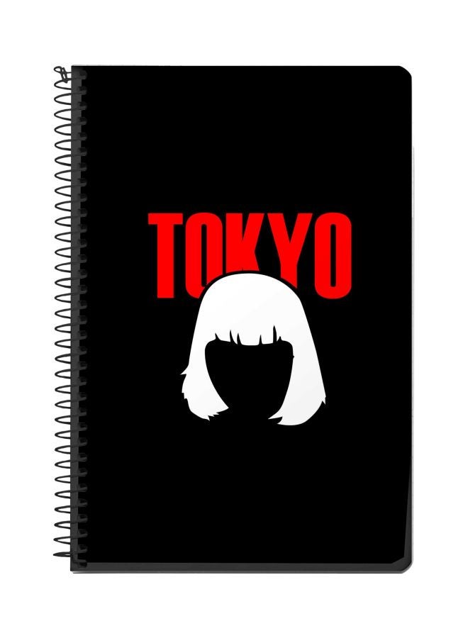 Stylizedd Tokyo Printed A5 Spiral Bound Notebook Black/White/Red