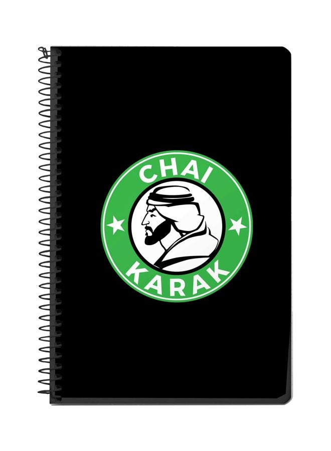 Stylizedd Chai Karak Printed A5 Spiral Bound Notebook Black/Green/White