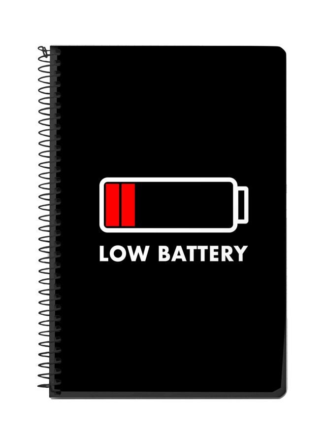 Stylizedd Low Battery Printed A5 Spiral Bound Notebook Black/White/Red 